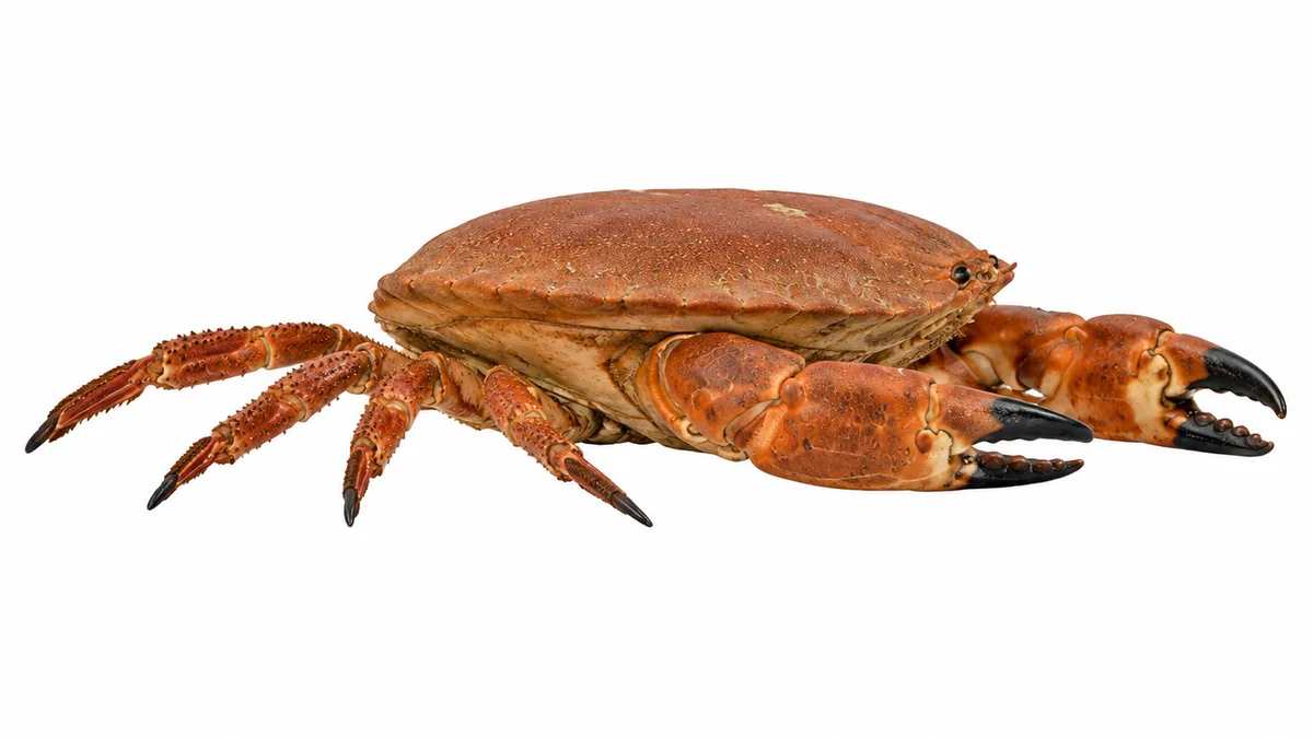 Granciporro (Cancer pagurus): esemplare su sfondo bianco