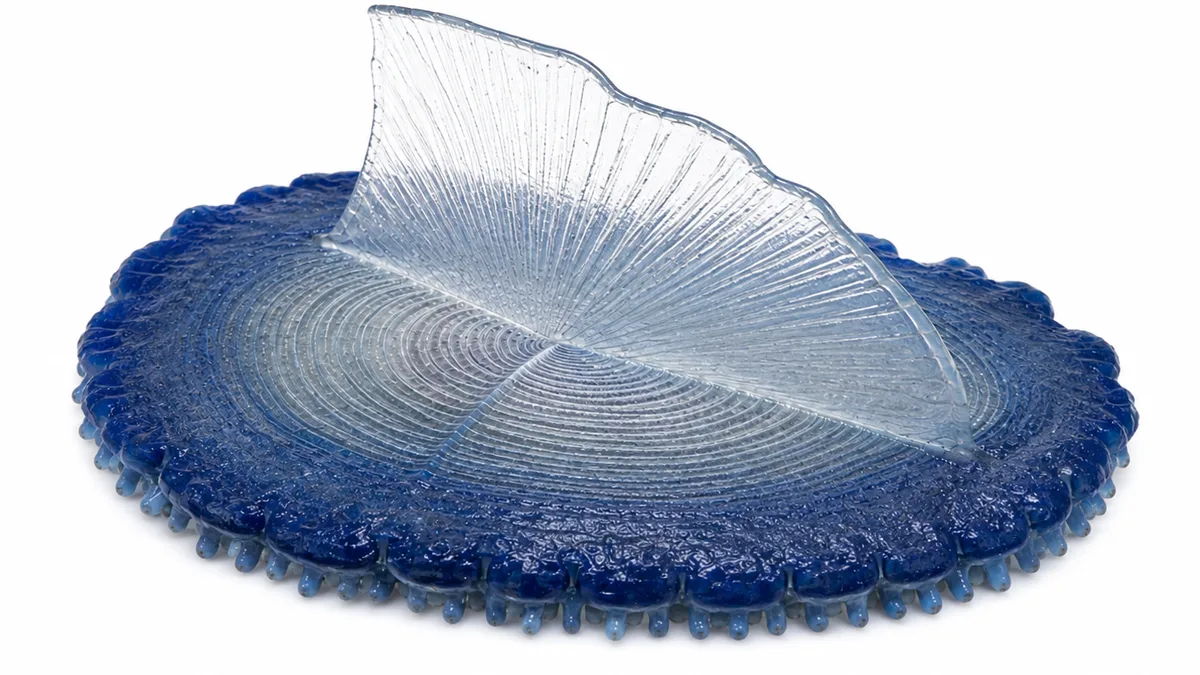Velella (Velella velella): esemplare su sfondo bianco